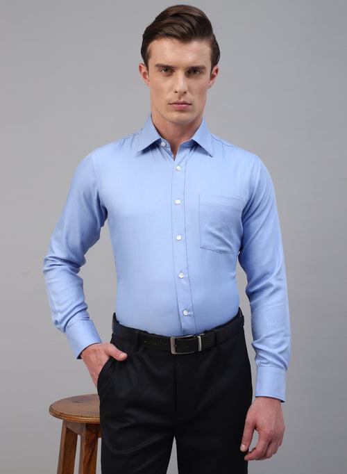 Blue Bamboo Rayon Solid Formal Shirt