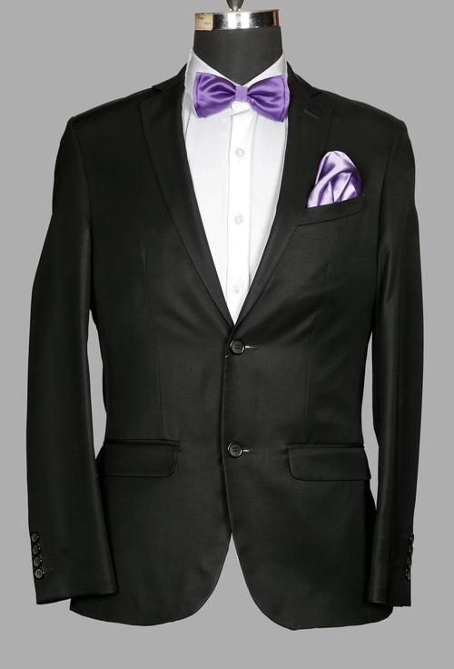 Black Self Woven Designer Suit