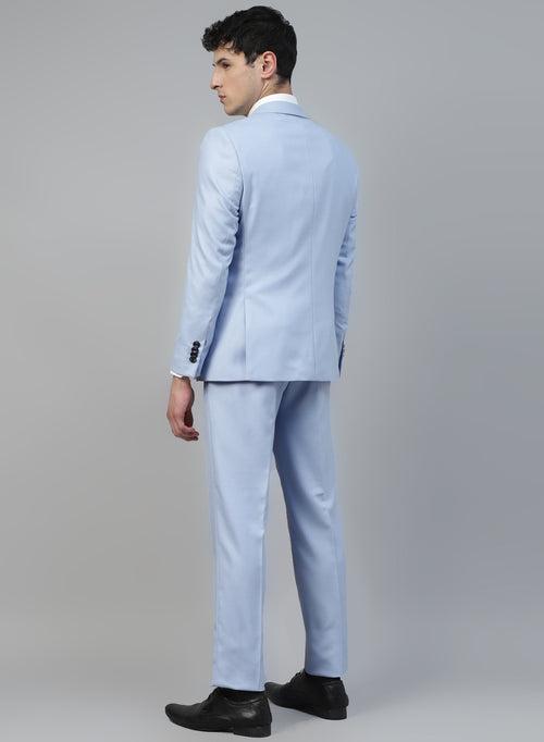 Sky Blue Solid Designer 3Pcs Suit