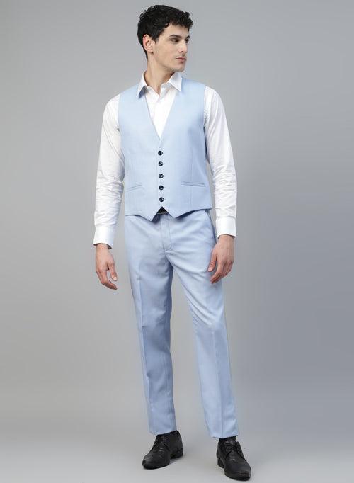 Sky Blue Solid Designer 3Pcs Suit