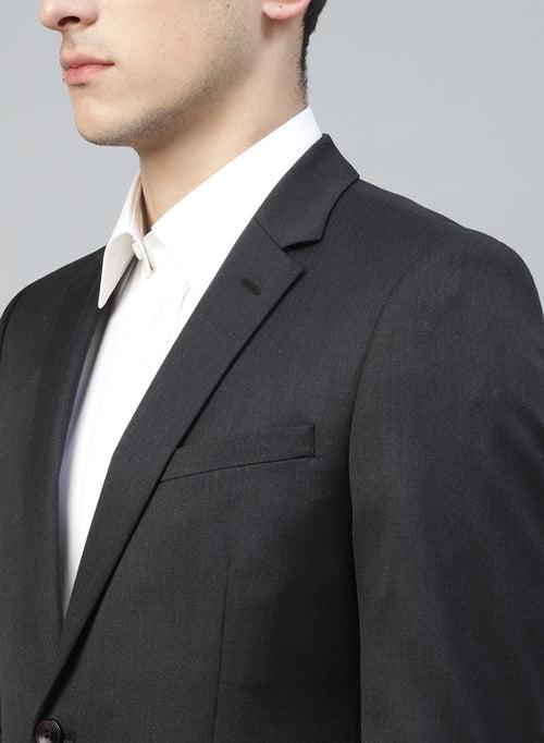Charcoal Polywool Solid 2pcs Formal Suit