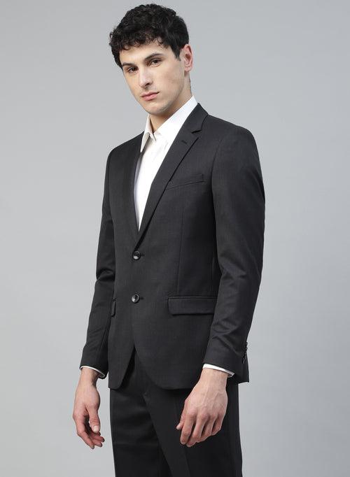 Charcoal Polywool Solid 2pcs Formal Suit