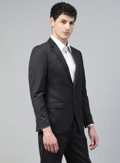 Charcoal Polywool Solid 2pcs Formal Suit