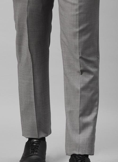 Grey Polywool Solid Formal Trouser