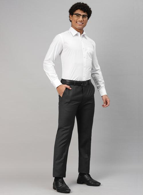 Charcoal Polywool Solid Formal Trouser