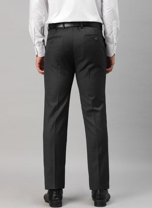Charcoal Polywool Solid Formal Trouser