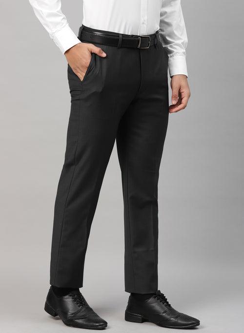 Charcoal Polywool Solid Formal Trouser