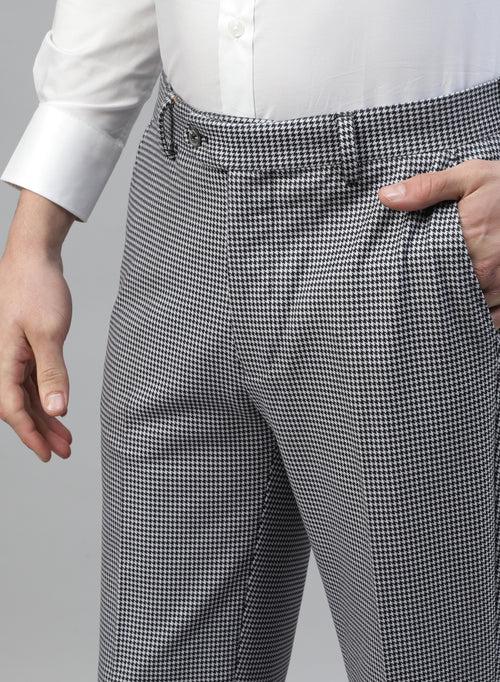 Grey Knit Uncrushable Check Formal Trouser