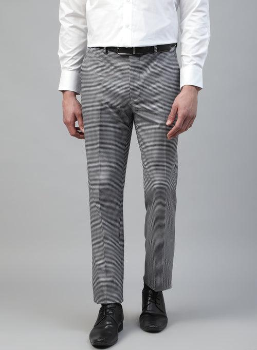 Grey Knit Uncrushable Check Formal Trouser