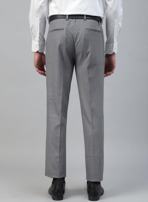 Grey Knit Uncrushable Check Formal Trouser