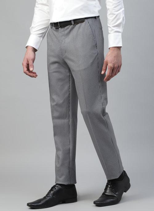 Grey Knit Uncrushable Check Formal Trouser