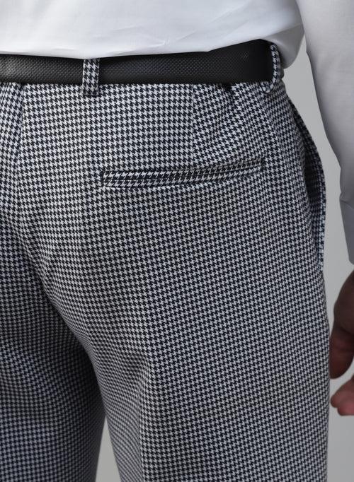 Grey Knit Uncrushable Check Formal Trouser