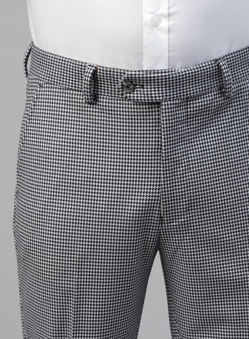 Grey Knit Uncrushable Check Formal Trouser