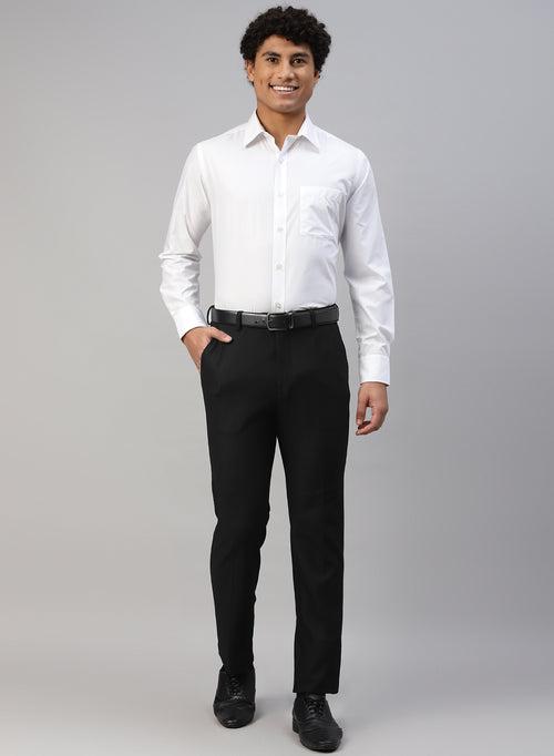 Black Knit Uncrushable Solid Formal Trouser