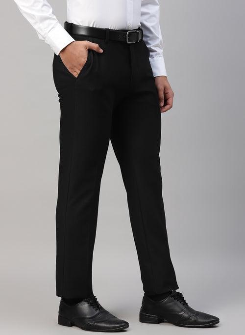 Black Knit Uncrushable Solid Formal Trouser