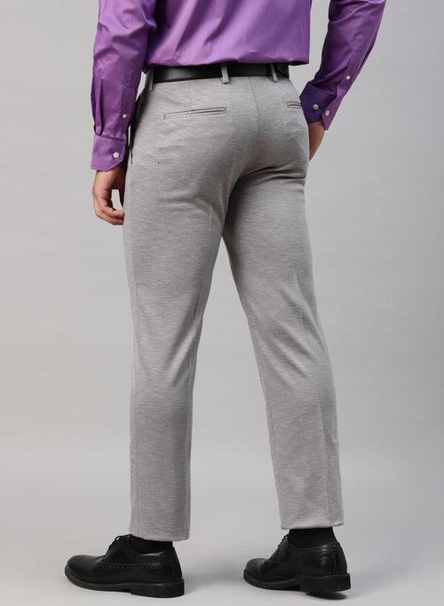 Grey Knit Uncrushable Solid Formal Trouser
