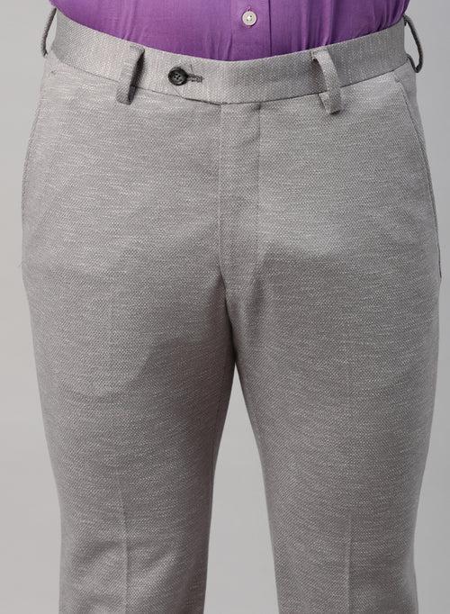 Grey Knit Uncrushable Solid Formal Trouser