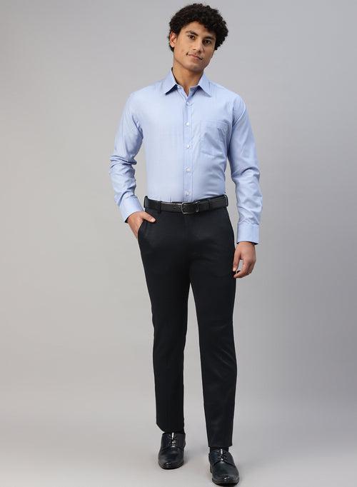 Navy Knit Uncrushable Solid Formal Trouser