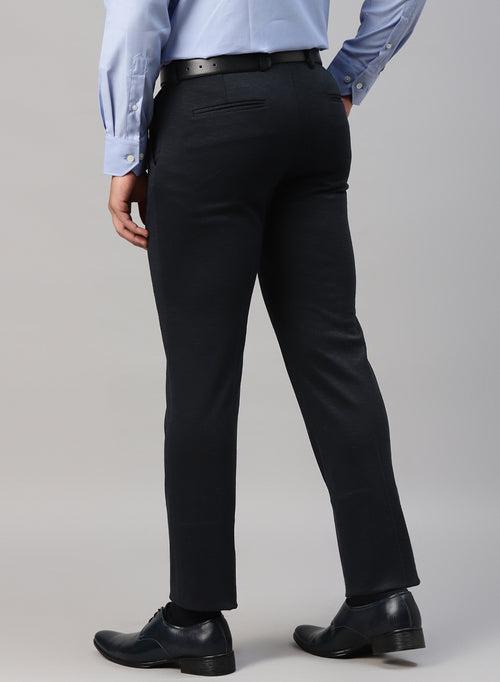 Navy Knit Uncrushable Solid Formal Trouser