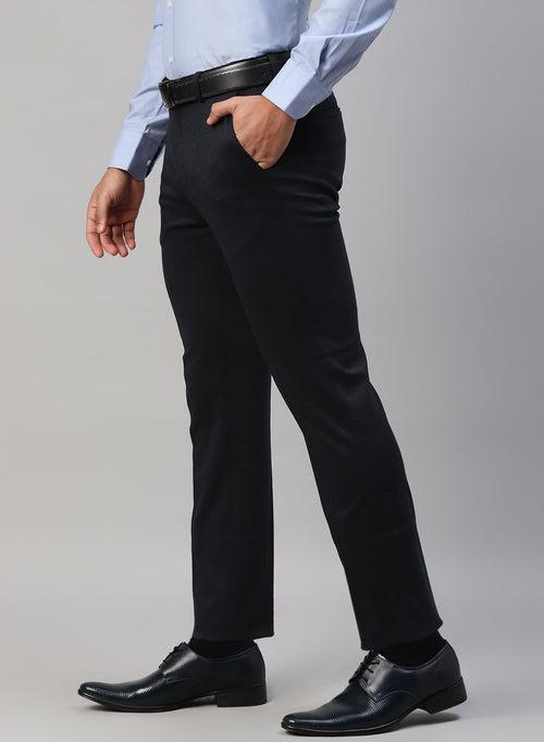 Navy Knit Uncrushable Solid Formal Trouser