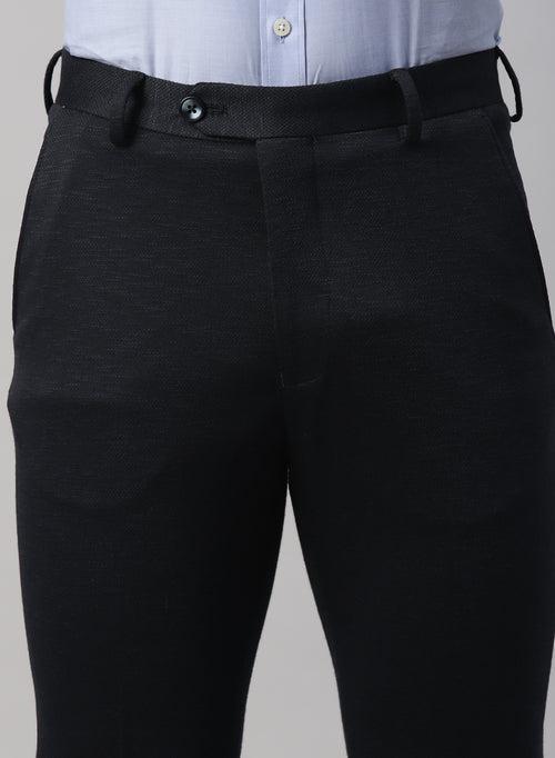 Navy Knit Uncrushable Solid Formal Trouser