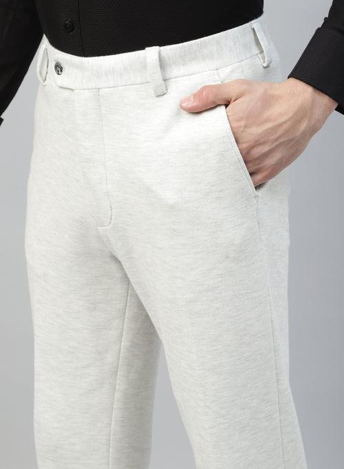 Light Grey Knit Uncrushable Solid Formal Trouser
