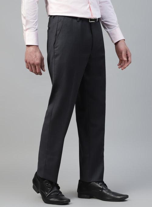 Charcoal Polywool Solid Formal Trouser