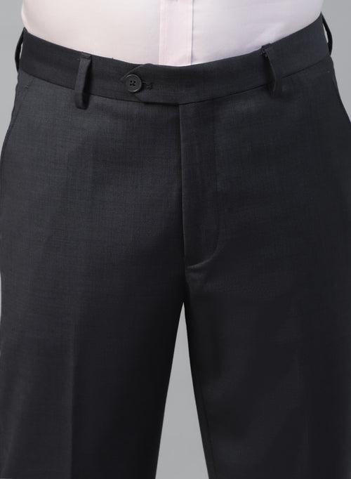 Charcoal Polywool Solid Formal Trouser