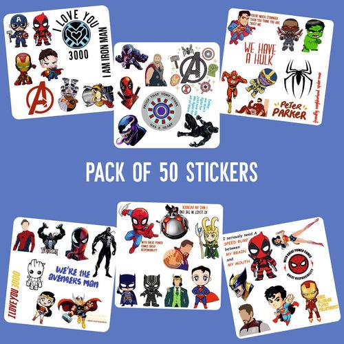 Super Hero Vinyl Waterproof Sticker (pack of 50)