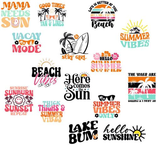 Summer Vibes Vinyl Waterproof Sticker (pack of 15)