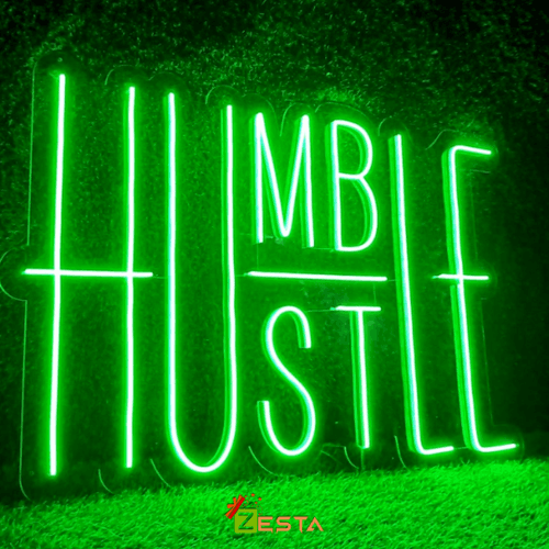 Humble Hustle bedroom neon sign