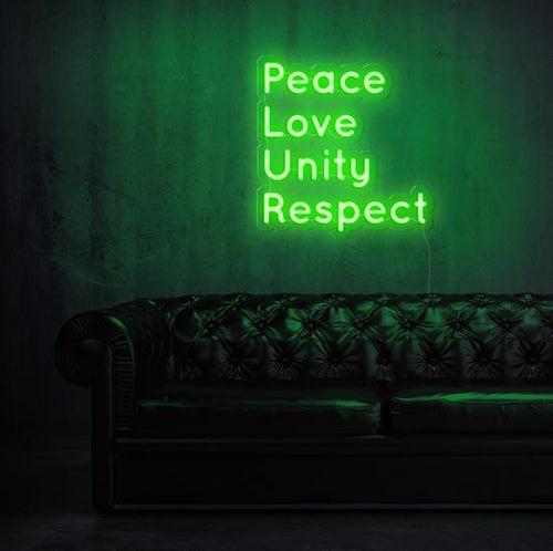 Peace Love Unity Respect Neon Sign Board