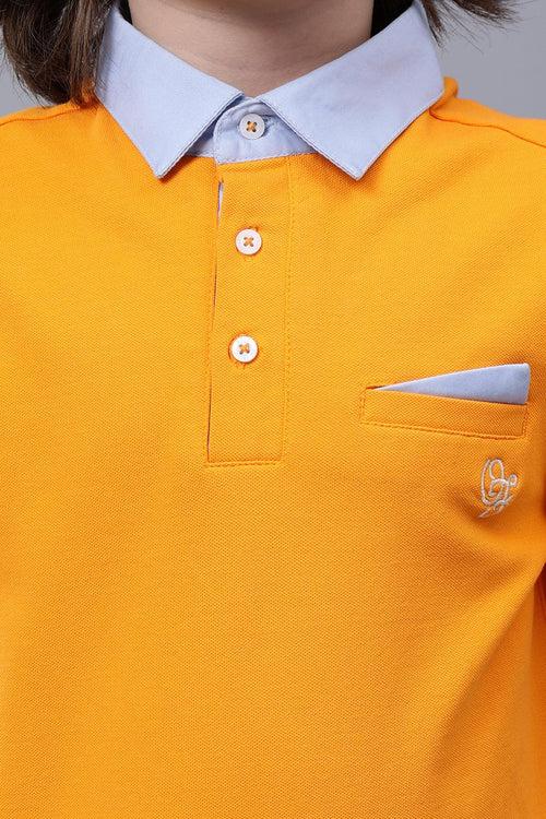 One Friday Boys Yellow Cotton Polo-Tee