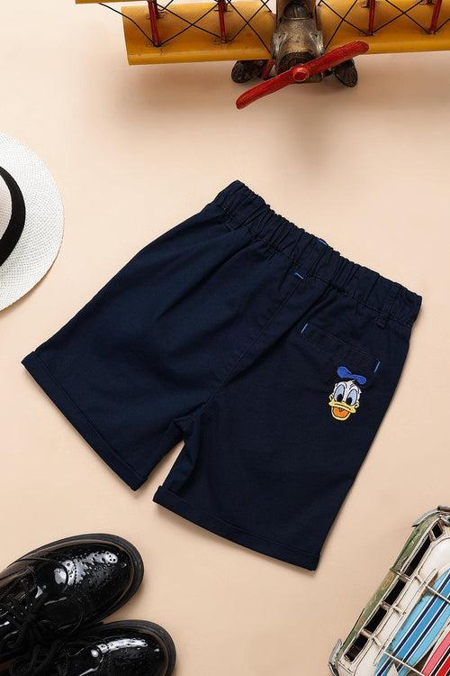 One Friday Infant Boys Navy Cotton Shorts With Contrast Piping