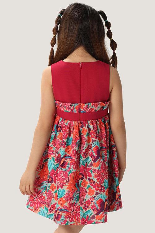 One Friday Kids Girls Pink Round Neck Bow Dress