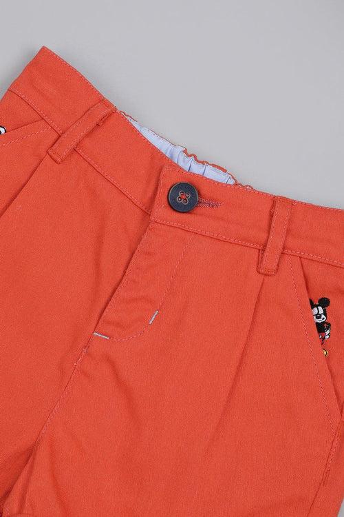 One Friday Baby Boys Red Disney Cotton Shorts