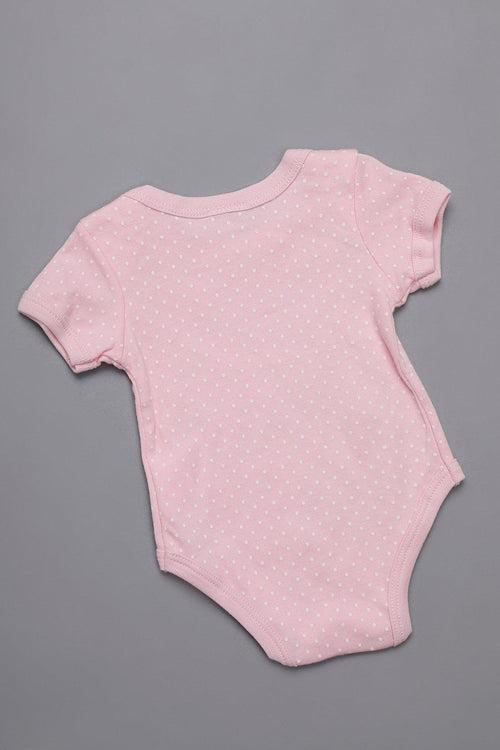 One Friday Infants Girls Pink Round Neck Cotton Sleepsuit