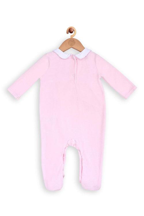 One Friday Baby Girls Pink Peter Pan Collar Romper