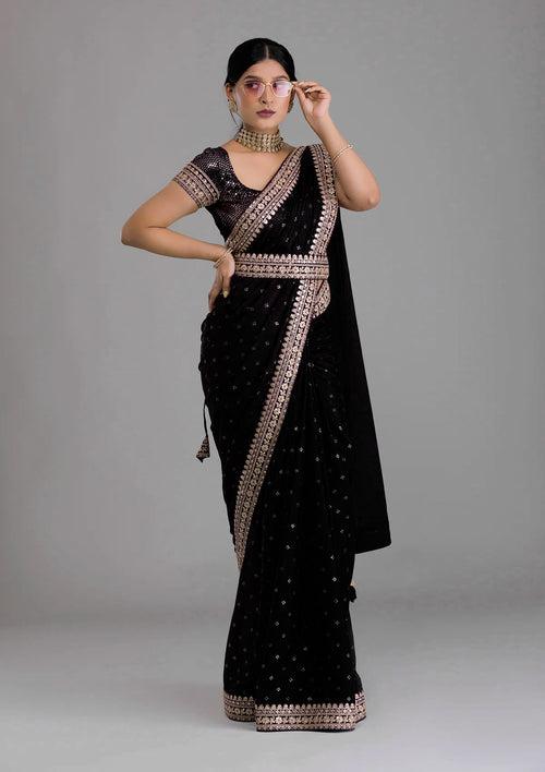 Black Saree - Black Designer Sarees Online - JOSHINDIA