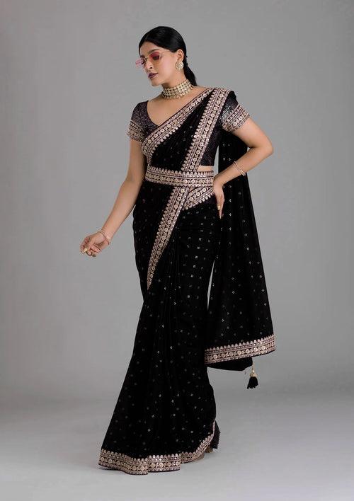 Black Saree - Black Designer Sarees Online - JOSHINDIA