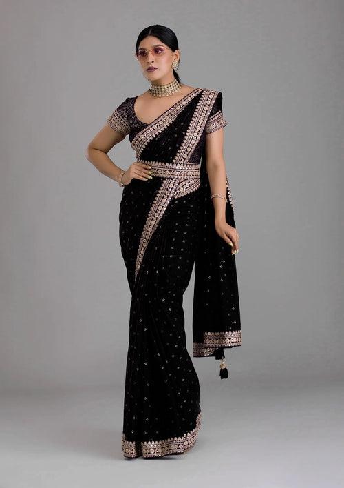 Black Saree - Black Designer Sarees Online - JOSHINDIA