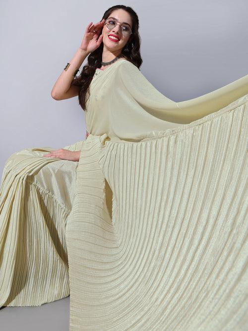 Buy Trendy Cream Saree Online in India -JOSHINDIA