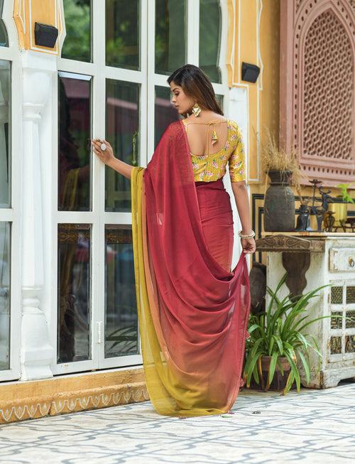 Buy Trendy Maroon Saree Online in India