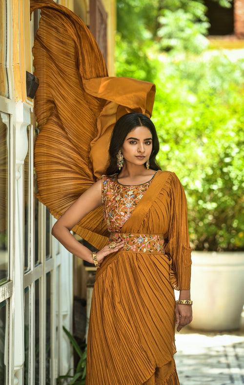 Buy Mustard Saree online in India - JOSHINDIA