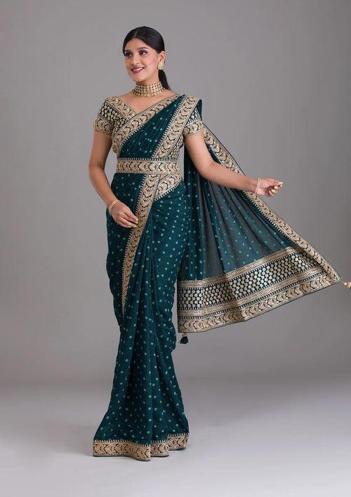 Petrol blue soft silk saree - JOSHINDIA