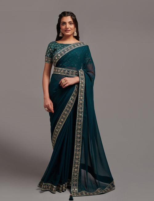 Amazing Solid Pure Silk Saree With Blouse Piece - JOSHINDIA