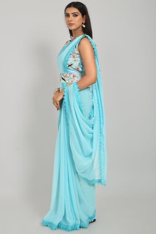 Buy Sky Blue Saree Online In India