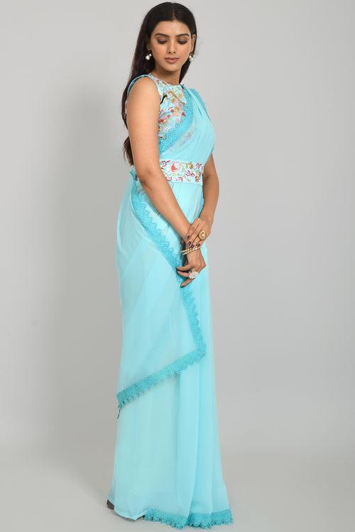 Buy Sky Blue Saree Online In India