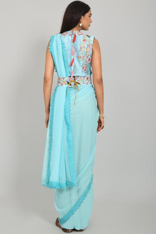 Buy Sky Blue Saree Online In India