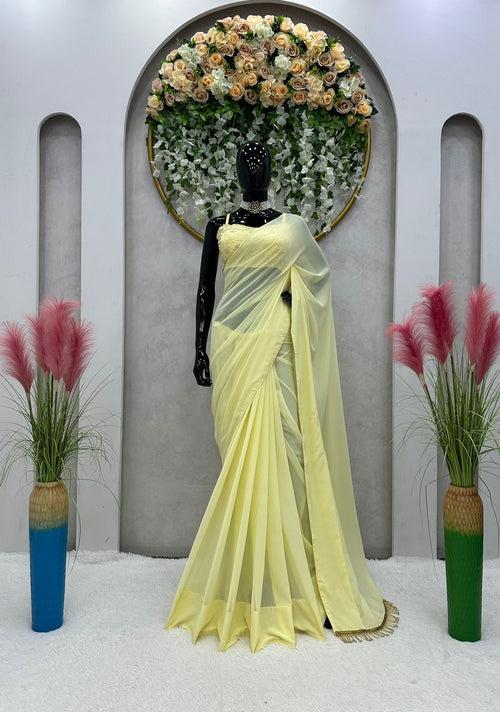 Buy Trendy Yellow Saree Online in India